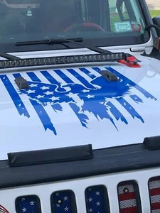 Eagle American Flag Hood Decal large 23x30" vinyl graphic fits jeep truck camper - Picture 1 of 11