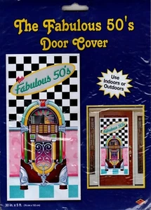 The Fabulous 50's Door Cover 30" x 60" Plastic 1950's Door Decoration Supplies - Picture 1 of 2