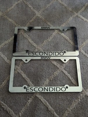 2x OEM BMW Escondido California Plastic Chrome Dealership License Plate Frame - Image 1 of 2