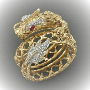 Wunderschöner Damen Drachenring Gold Plated Größe 59 - Bild 1 von 2