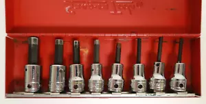 Snap On Tools Kit 8 Pezzi Punte a Brugola Esagonali Scatola Metallo SAE Cromo Rosso Metallo Latta Case - Foto 1 di 10
