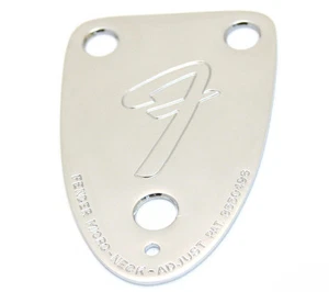 MINT Fender Strat Tele 3 Bolt "F" NECK PLATE + SCREWS Chrome 70s 0054525049 - Picture 1 of 1