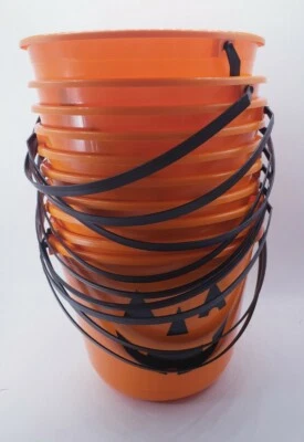 Plastic Pumpkin Treat Bucket Amscan Lot of 10 Buckets Halloween Party Favors - Image 1 of 4