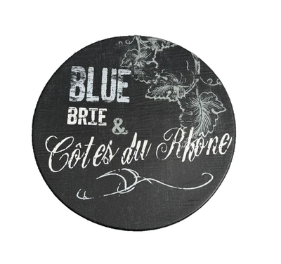 Williams-Sonoma Black Slate Stoneware Round Cheese Platter Blue Brie Wine 13” - Image 1 of 4