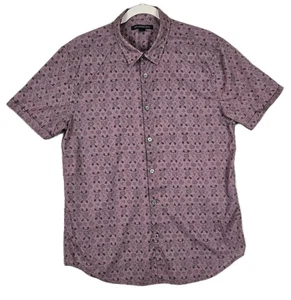 John Varvatos Lightweight Cotton Casual S/S Shirt Purple Floral Mens Size Medium - Picture 1 of 18