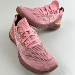 Nike Womens Epic React Flyknit BQ8927-600 Pink Sneakers Running Shoes US 9 - Picture 1 of 13
