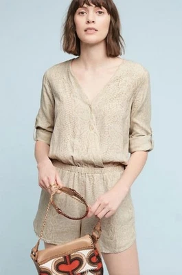 Mameluco Anthropologie Cloth & Stone Dahl Talla XL Beige Estampado Animal Nuevo $138 Etiqueta Foto 1 de 4