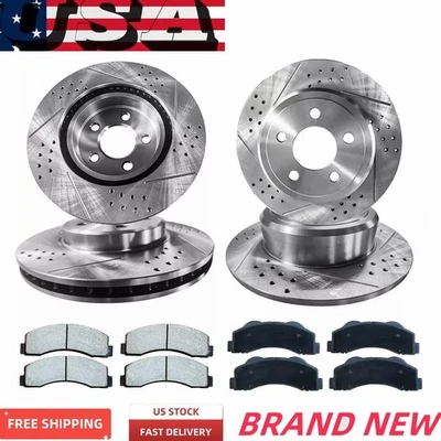 Front Rear Drilled Slotted Rotors Ceramic Brake Pads for Scion tC 2005 - 2010 - Image 1 of 4