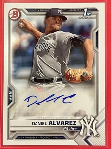 2021 Bowman Daniel Alvarez 1st Bowman Auto #PAPR-DA Baseball New York Yankees - Picture 1 of 2