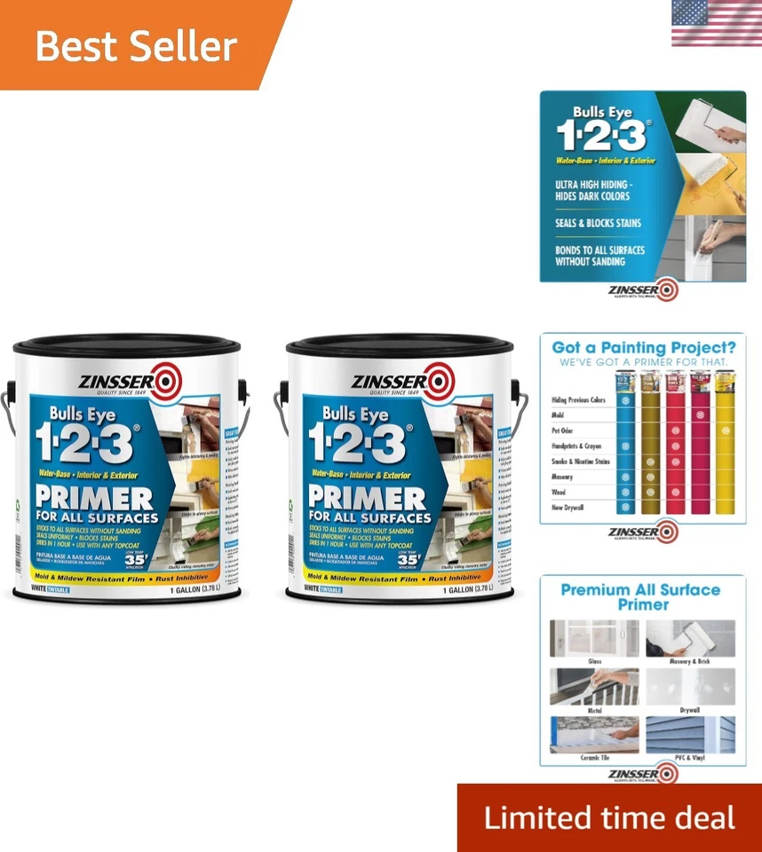Gallon Size White Primer, 2-Pack - Mildew Resistant - Image 1 of 4