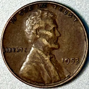 1953 No Mint Mark Circulated Brown Wheat Penny  - Picture 1 of 4