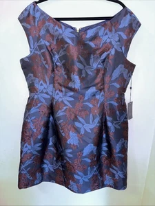 Tommy Hilfiger Kleid Damen 16 Blau Ärmellos Fit Flare Jacquard Party Elegant - Bild 1 von 15