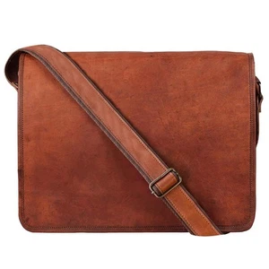 15 inch Vintage Crossbody Genuine Leather Laptop Messenger Bag - Picture 1 of 7
