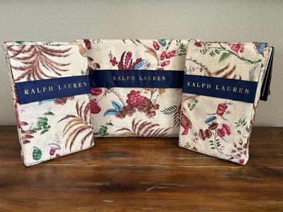 Ralph Lauren Maren 3 PC King Duvet Cover Pillow Sham Set Botanic Tropical Beige - Image 1 of 4