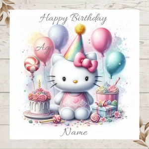 Personalised Hello Kitty Birthday Greeting Card any name/relation - Picture 1 of 2