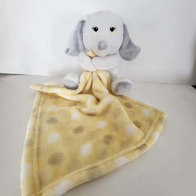 Little Beginnings Blanco Cachorro Perro Peluche Lovey Amarillo Gris Manta de Seguridad Bebé Foto 1 de 4