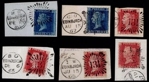 1863-70 2x 2d Blue SG 45 4x 1d Red SG 43 Dated Pieces Superb Brunswick Stars VFU - Picture 1 of 1