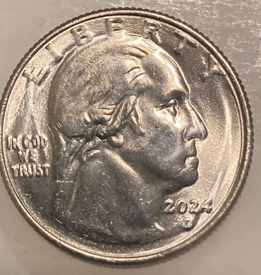 2024-D STRUCK MATERIAL CLADDING ERROR Obv WASHINGTON QUARTER Small CUD on Rev - Image 1 of 4