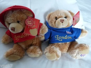 KEEL TOYS LONDON FLAG SOFT HANDMADE TOY BEAR RED OR BLUE HOODIE NEW 1 AGE 1+