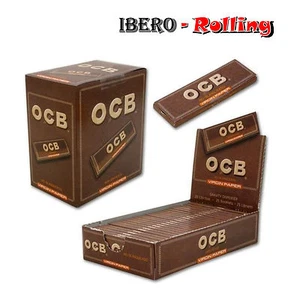 OCB VIRGIN MARRÓN CAJA 100 LIBRITOS TAMAÑO NORMAL 1 1/4. 78 mm. PAPEL DE FUMAR - Imagen 1 de 1