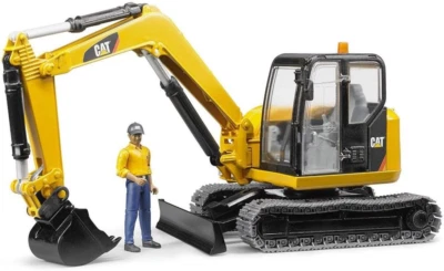 CAT Mini Excavator Construction Digger Toy with Worker, 1:16 Scale, Realistic Wo - Image 1 of 4