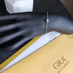 Real  6mm MOISSANITE  6-7" Bracelet 14k White Gold Plated Silver GRA Pass Test - Picture 1 of 6