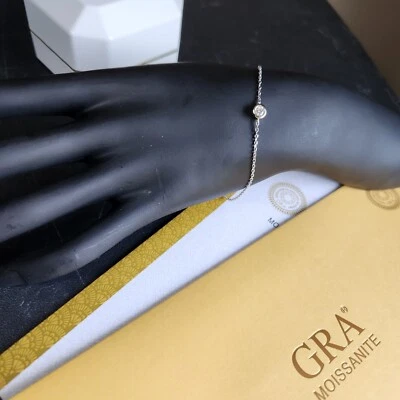 Brazalete Real 6mm MOISSANITA 6-7" Chapado en Oro Blanco 14k Plata GRA Prueba de Pase Foto 1 de 4