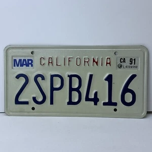 California 1991 Nummernschild 2SPB416 Oldtimer abgelaufen - Bild 1 von 7