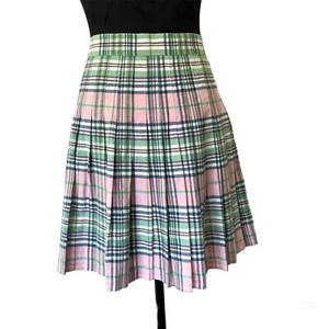 Brooks Brothers A-Line Plaid Pleated Side Button Zipper Mini-Skirt Sze 6 - Picture 1 of 6