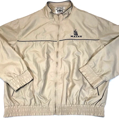 Jaqueta Maine Basix of America Masculina XL Bege com Zíper Quebra-Vento Golfe Nova Anos 80 - Imagem 1 de 4
