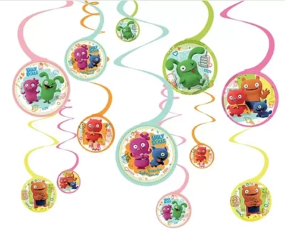 Decoraciones espirales de película para muñecas feas | Decoraciones de remolino de cumpleaños UglyDolls 12 quilates  Foto 1 de 4