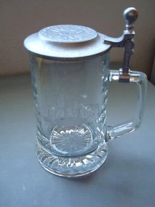 Old Spice Ship Grand Turk Glass Stein Pewter Lid West Germany - Free Shipping! - Picture 1 of 5