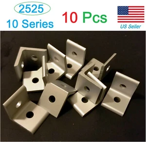 pack of 10 pcs T-Slot Aluminum 2 Hole Inside Corner Bracket 10 Series 2525  - Picture 1 of 3