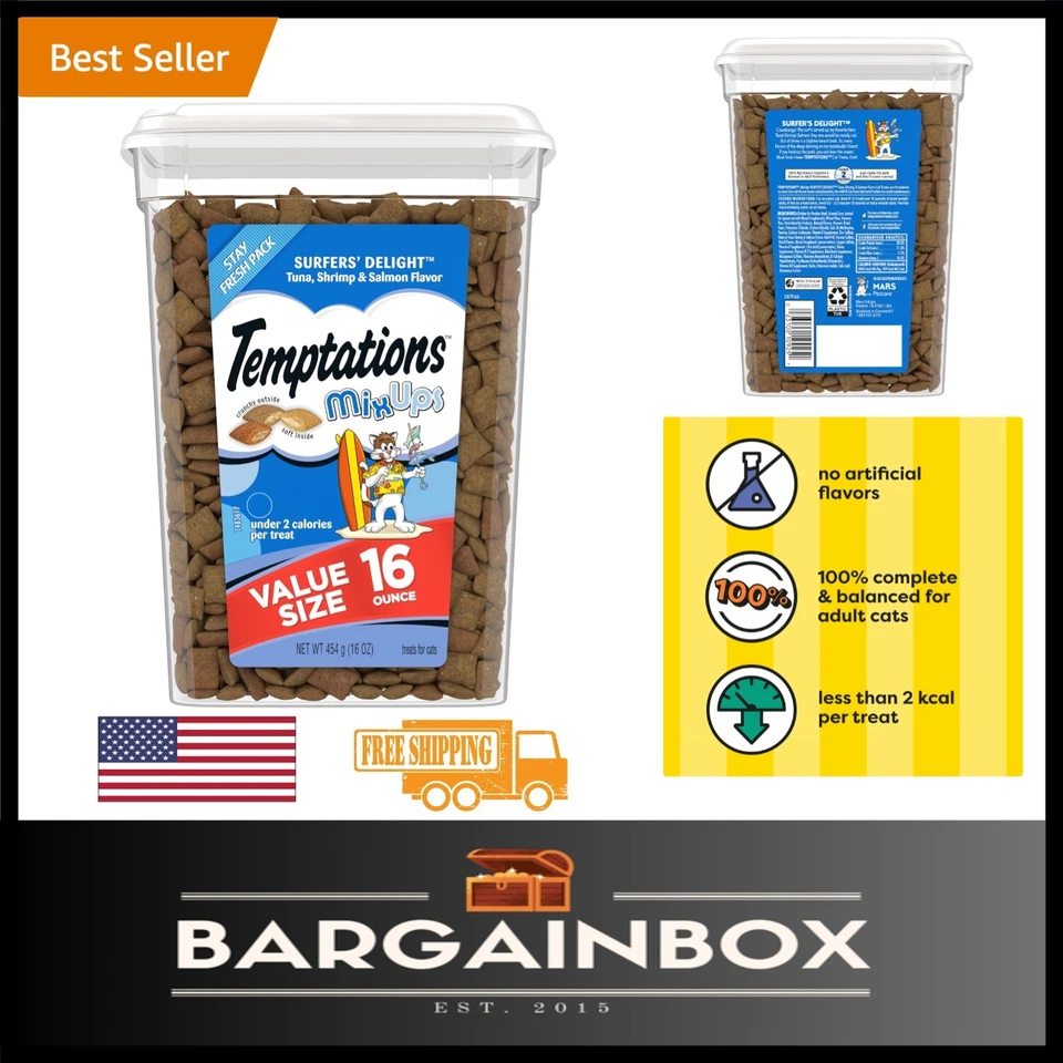 Temptations MixUps Crunchy and Soft Cat Treats Surfer's Delight Flavor, 16 oz Foto 1 de 4
