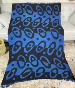 Rokia Blue Handmade Mudcloth Segou Blanket Bogolan Textile Bedsheet Boho Decor - Picture 1 of 8