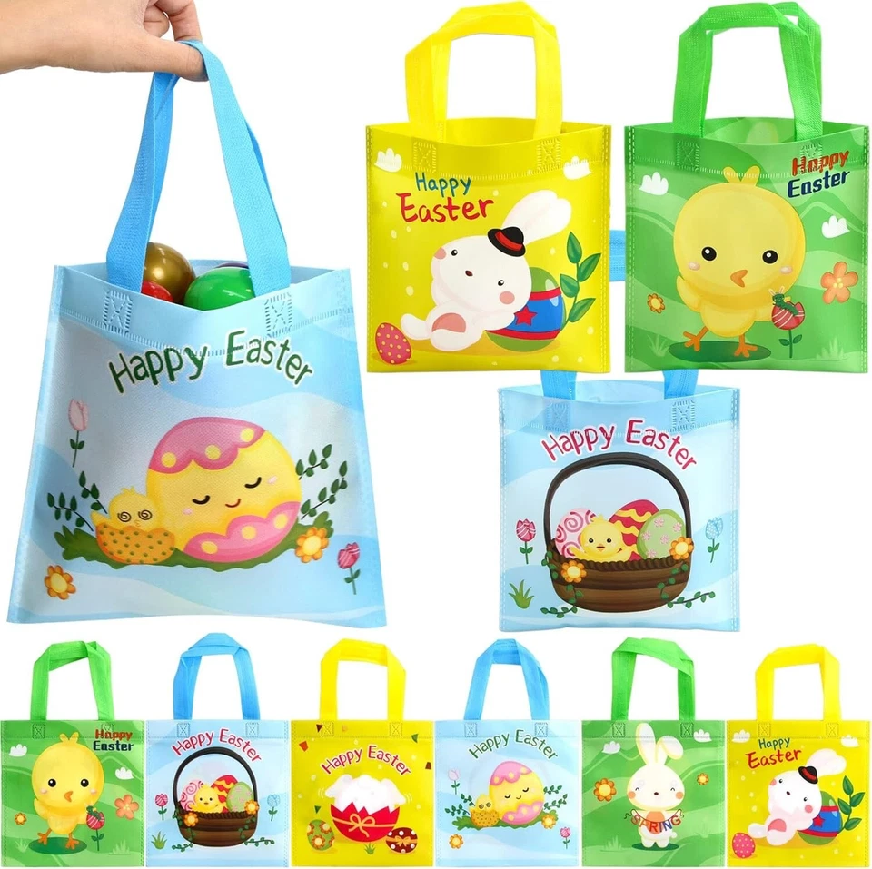 24 bolsas de regalo de Pascua con asas bolsas para regalos de fiesta bolsas de golosinas para niños  Foto 1 de 4