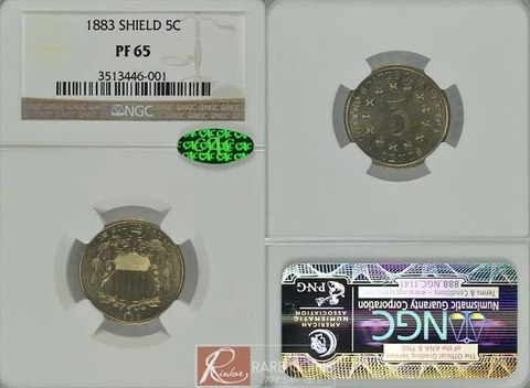 1883 Shield 5C NGC PR 65 CAC Cover
