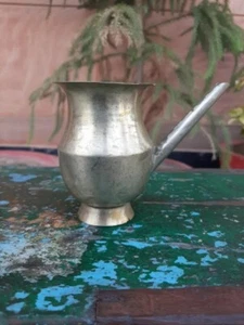 1900's Vintage Brass Primitive Religious Temple Water Pot With Spout Collectible - Picture 1 of 6