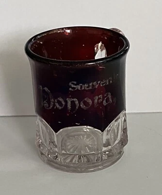 Glass Cup Souvenir Donora PA Pennsylvania Eapg Pattern - Image 1 of 4