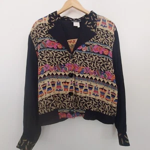 Cappotto leggero vintage Carole Little Top Shacket taglia 8/10 Parigi arte da indossare - Foto 1 di 8