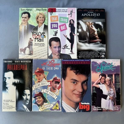 Lot of 7 Tom Hanks VHS Tapes. Big League of Their Own Philadelphia Splash Apollo - Image 1 of 4