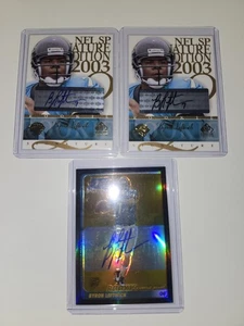 2003 Bowman Chrome Byron Leftwich  Gold Refractor RC Auto /50  + 2 UD RC Autos - Picture 1 of 11