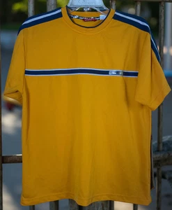 Unionbay Mens Shirt Large Yellow Stripe Crewneck Short Sleeve Skater Retro Y2K - Picture 1 of 7