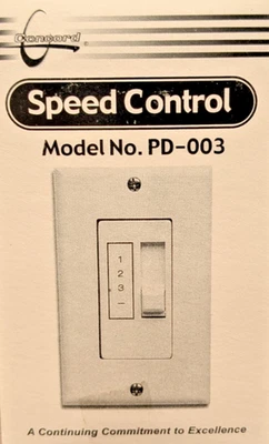 WHITE 3-SPEED & OFF CEILING FAN SLIDE BAR WALL CONTROL UNIT W/ FACEPLATE PD-003 - Image 1 of 3