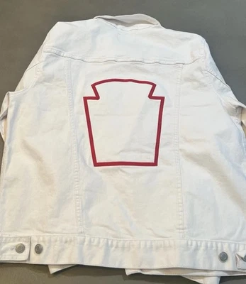 Chaqueta de mezclilla Heinz Jean para hombre grande blanca con botones Foto 1 de 2