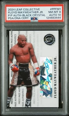 2024 Leaf Collective Floyd Mayweather Press Pass Black Crystal 4/5 PSA 8 Auto 10 - Image 1 of 3