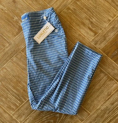 NWT $138 Lilly Pulitzer UPF 50+ Luxletic 25" Corso Crop Pant, Morelle Blue, Sz 4 - Image 1 of 4