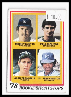 1978 Topps #707 Shortstops Klutts Paul Molitor Alan Trammell RC Tag on Sleeve JA - Image 1 of 2