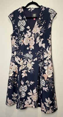 Vince Camuto Women's Blue Floral Sleeveless Scuba Dress Size 14 - Image 1 of 4