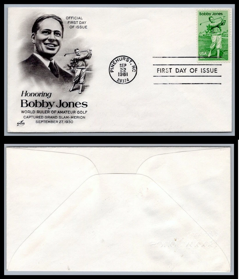 US FDC # 1933 18c Bobby Jones Golf ArtCraft  S.Cancel 1981, 9Q1151 - Image 1 of 1
